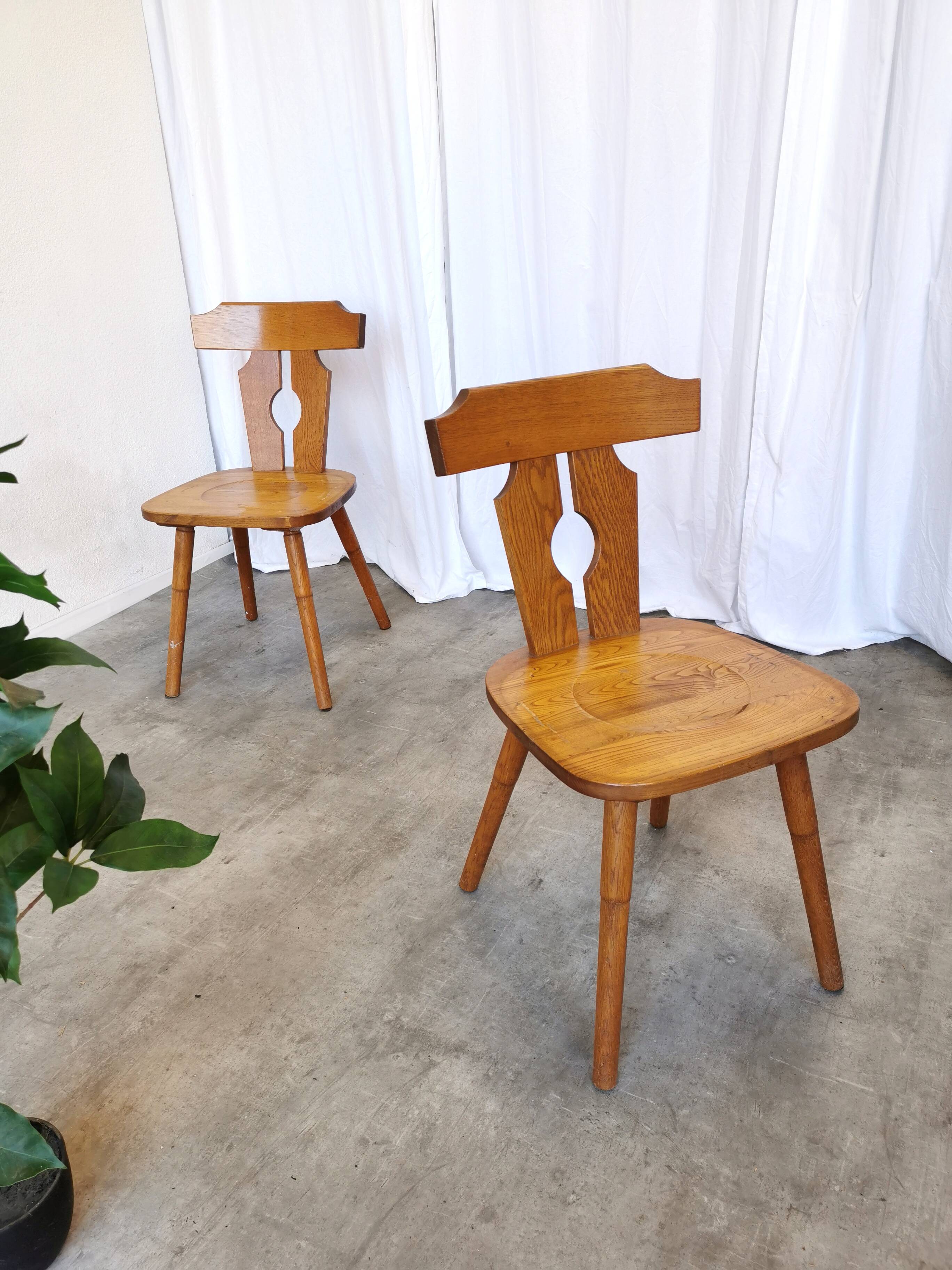 Set of 2 Vintage Wooden Tyrolean Dining Chairs by Ruko Sessel Alois Koller