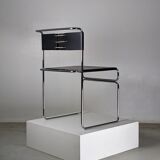 Suite of 4 chairs in chromed metal and leather by Giovanni Carini for Planula - 70s
