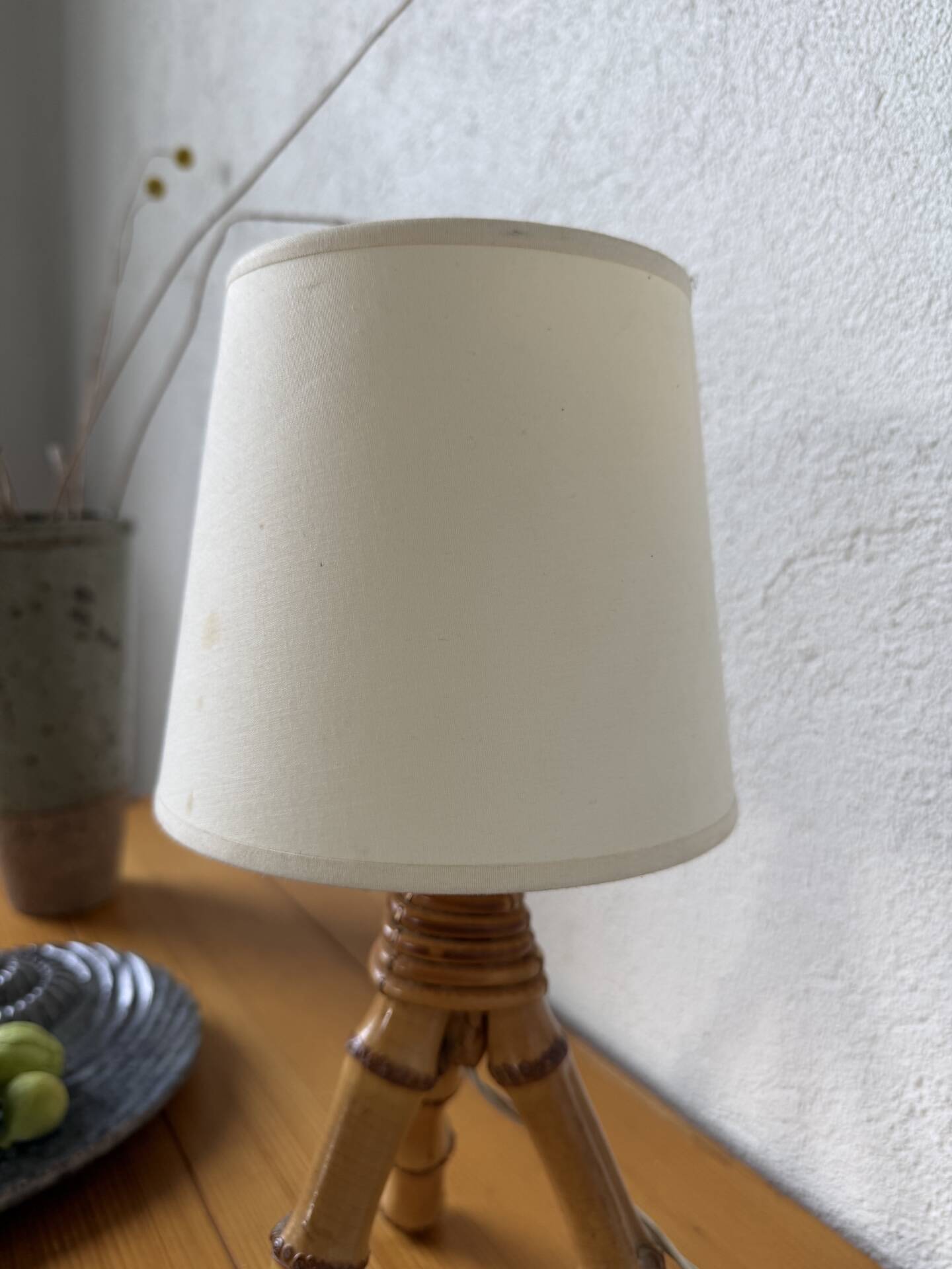 1960s rattan desk or table lamp