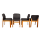 Lot de 4 chaises vintage années 70 en cuir noir design italien