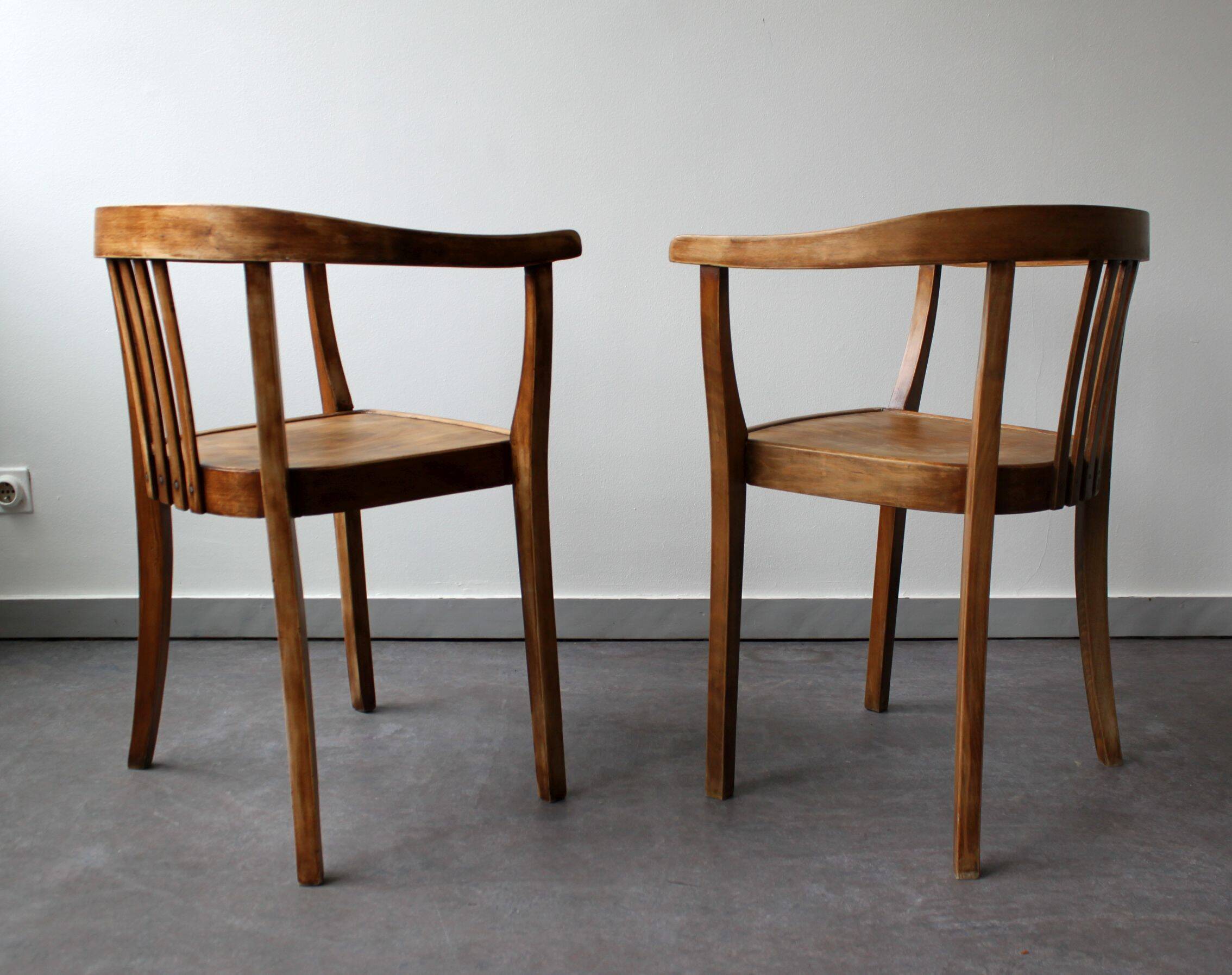 Pair of light oak armchairs, Germany, 1960