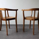 Pair of light oak armchairs, Germany, 1960