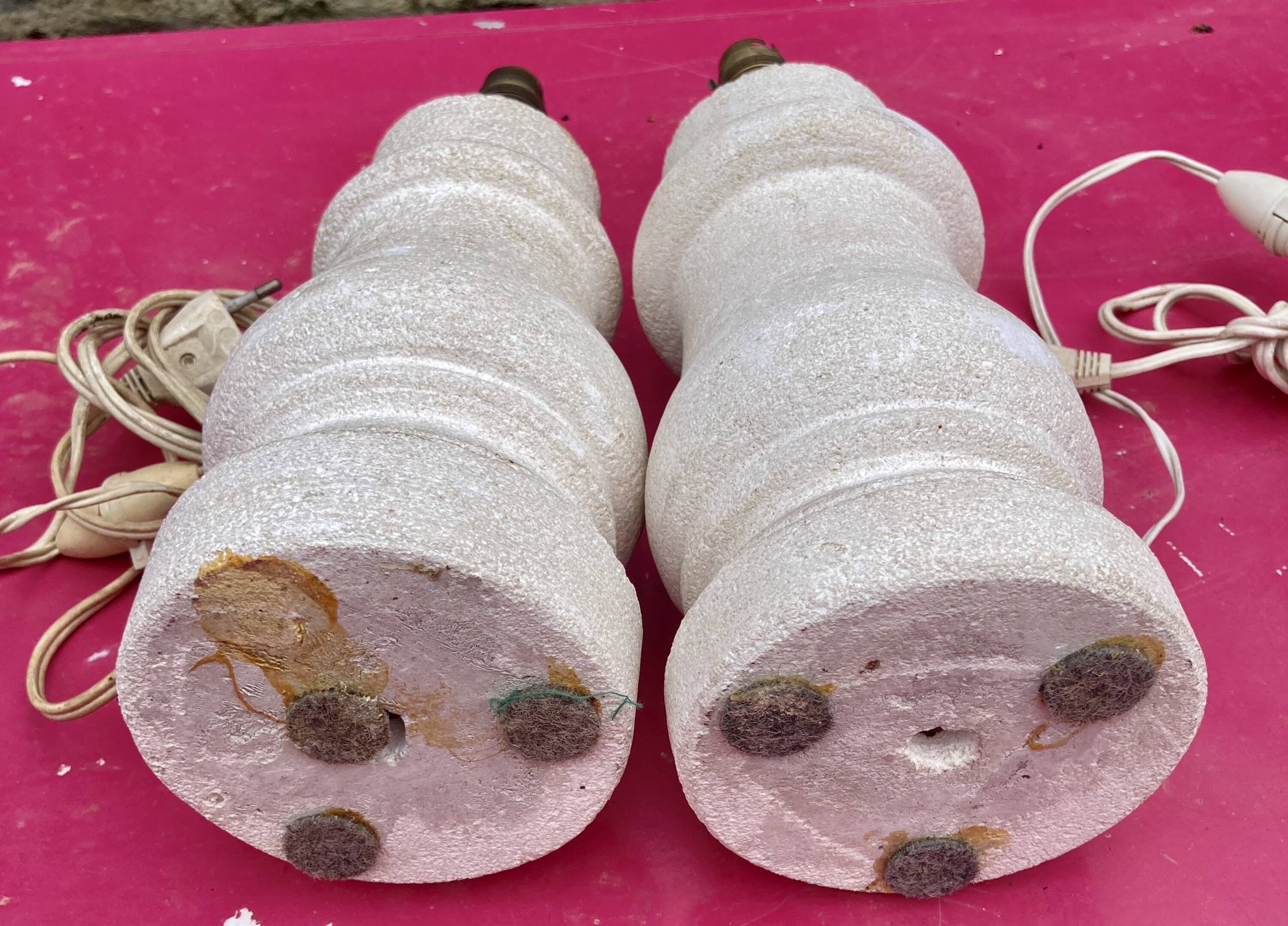 pair of stone lamps, Dlg by Albert Tormos, Arsène Galisson