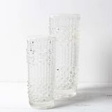 Set of 2 Vintage CandleWax Pressed Glass Vases / František Pečený / 1972