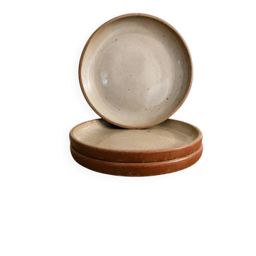 Set of 3 antique glazed stoneware plates.