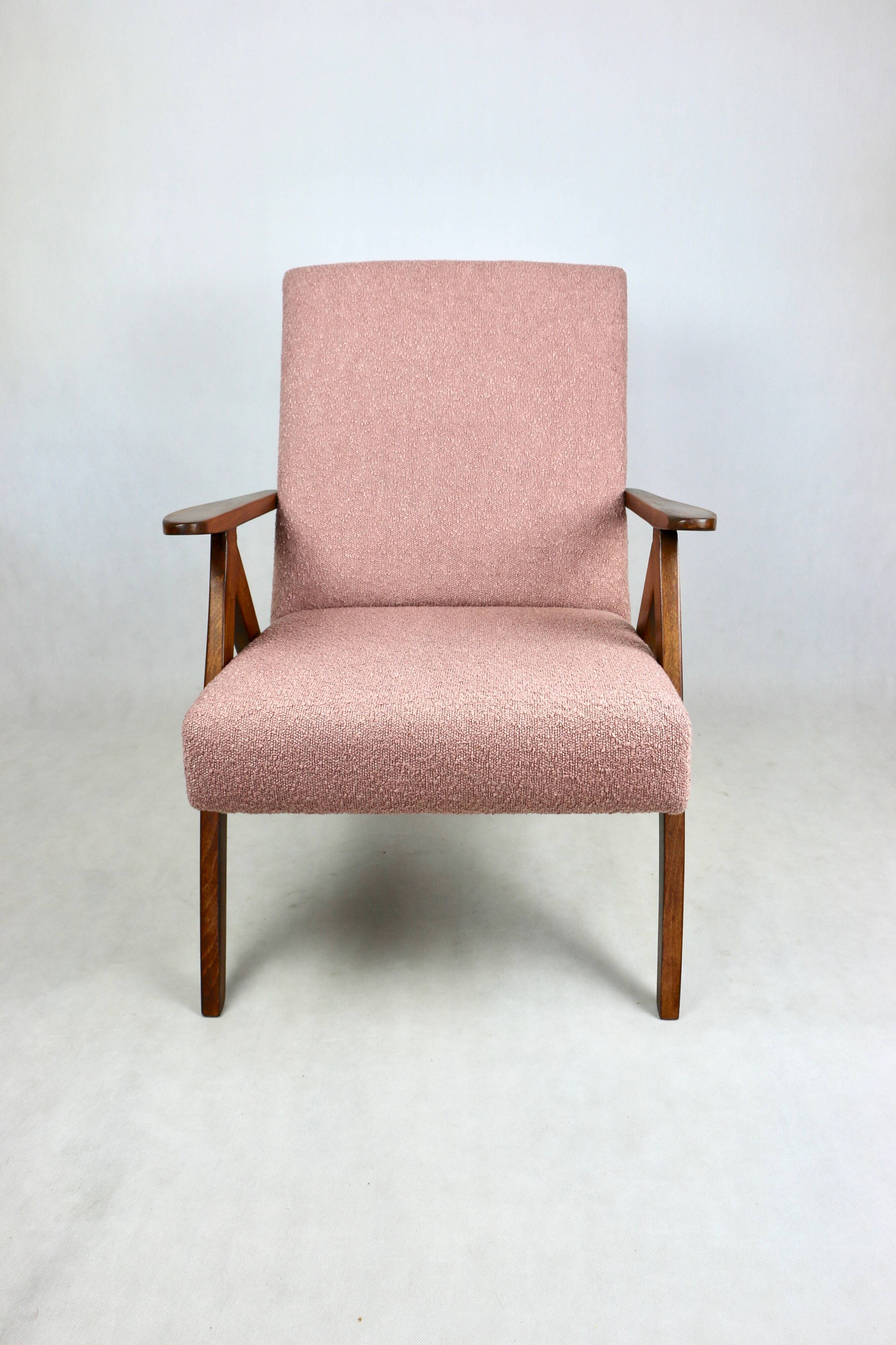 Vintage armchair B-310 VAR pink structural boucle 1970s - 2 pieces available