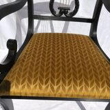 Fauteuil de bureau ancien noir accoudoirs crosse et dossier lyre