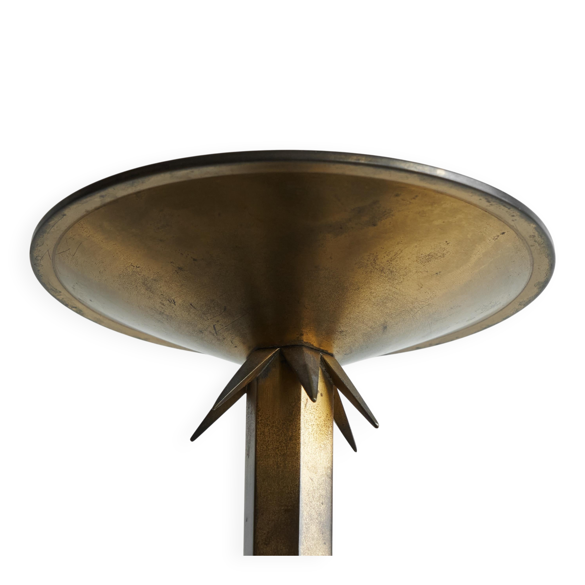 Large Art Deco chandelier in patinated brass