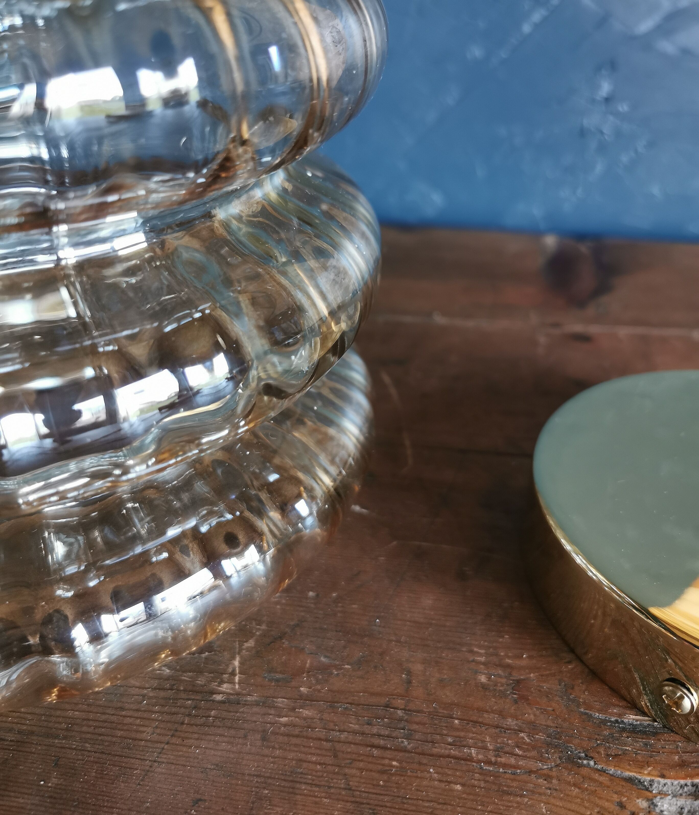 Pendant light 60s golden amber glass