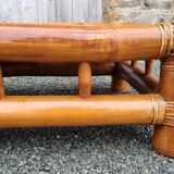 Bamboo, rattan and glass coffee table, 80s