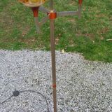 1970s design floor lamp in gold and orange chrome metal with 4 glass tulips