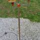 1970s design floor lamp in chrome metal with gold and orange, featuring 4 glass tulips.