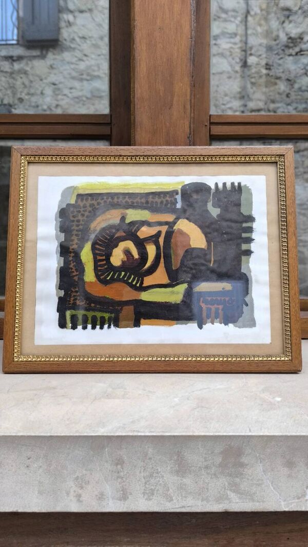 Huile sur carton par Guy Rougon 1970