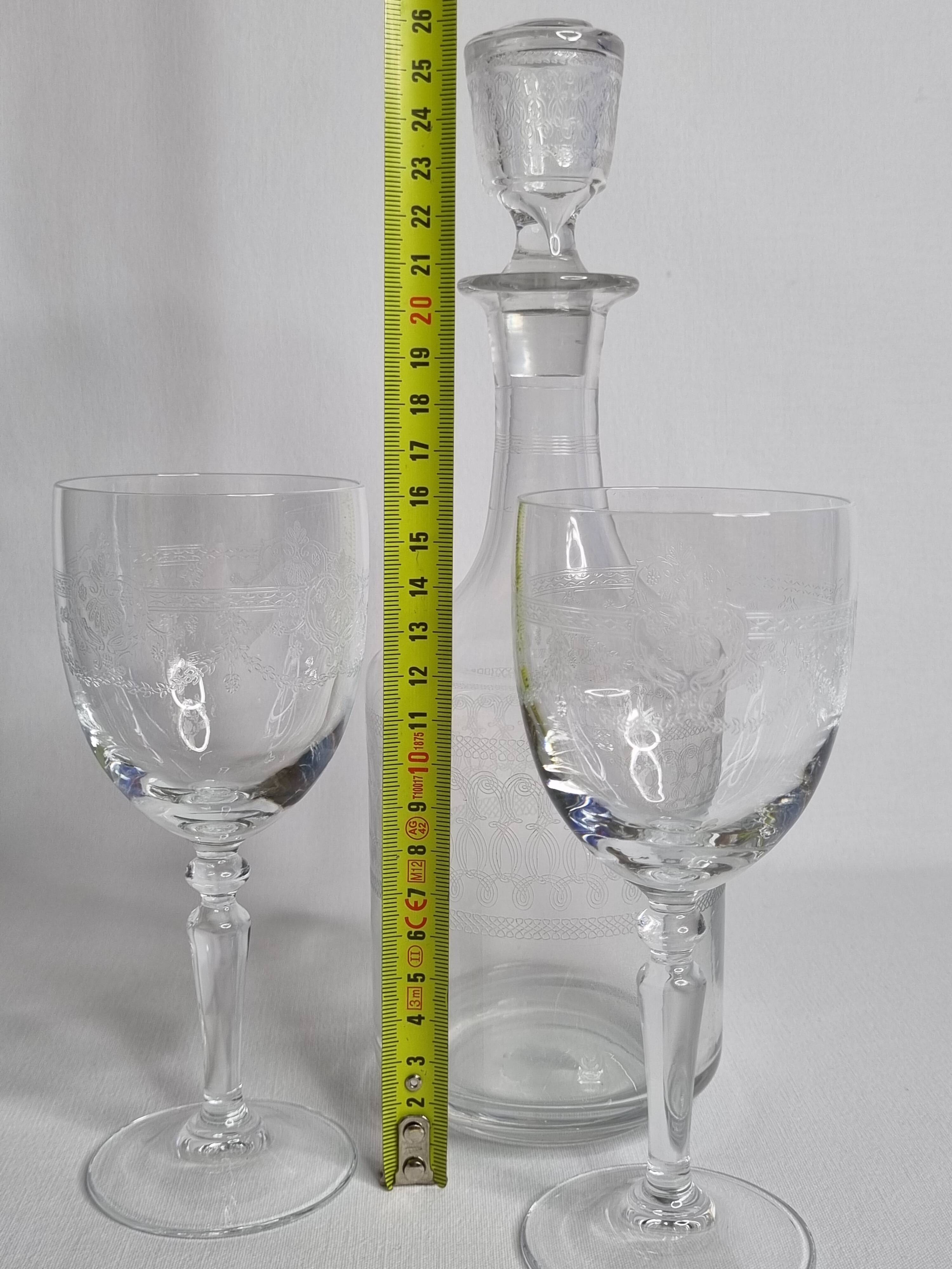 Classic Style Engraved Crystal Carafe and Glasses Set