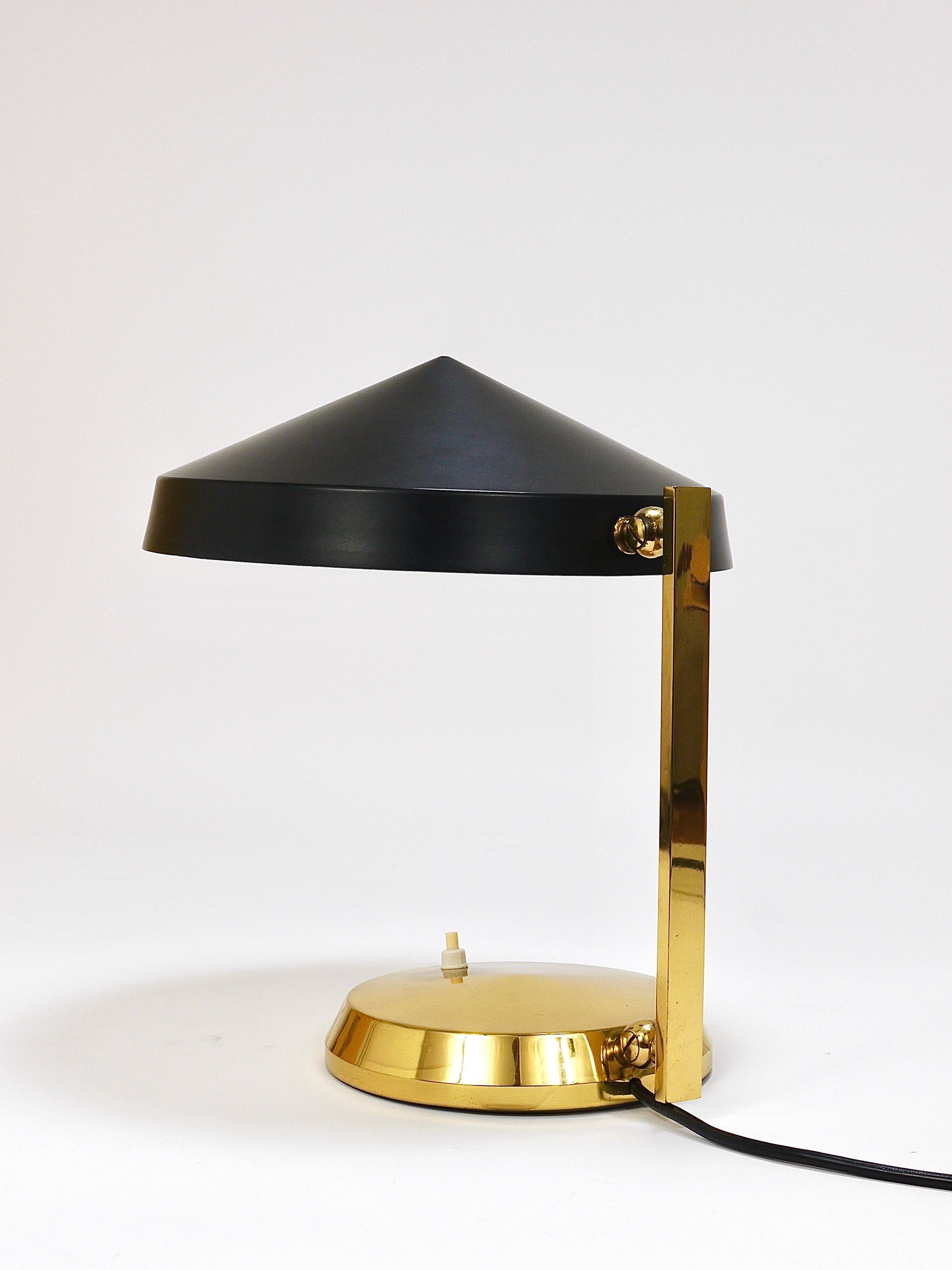 Mid-century table or desk lamp in black brass, Austria, 1960s.