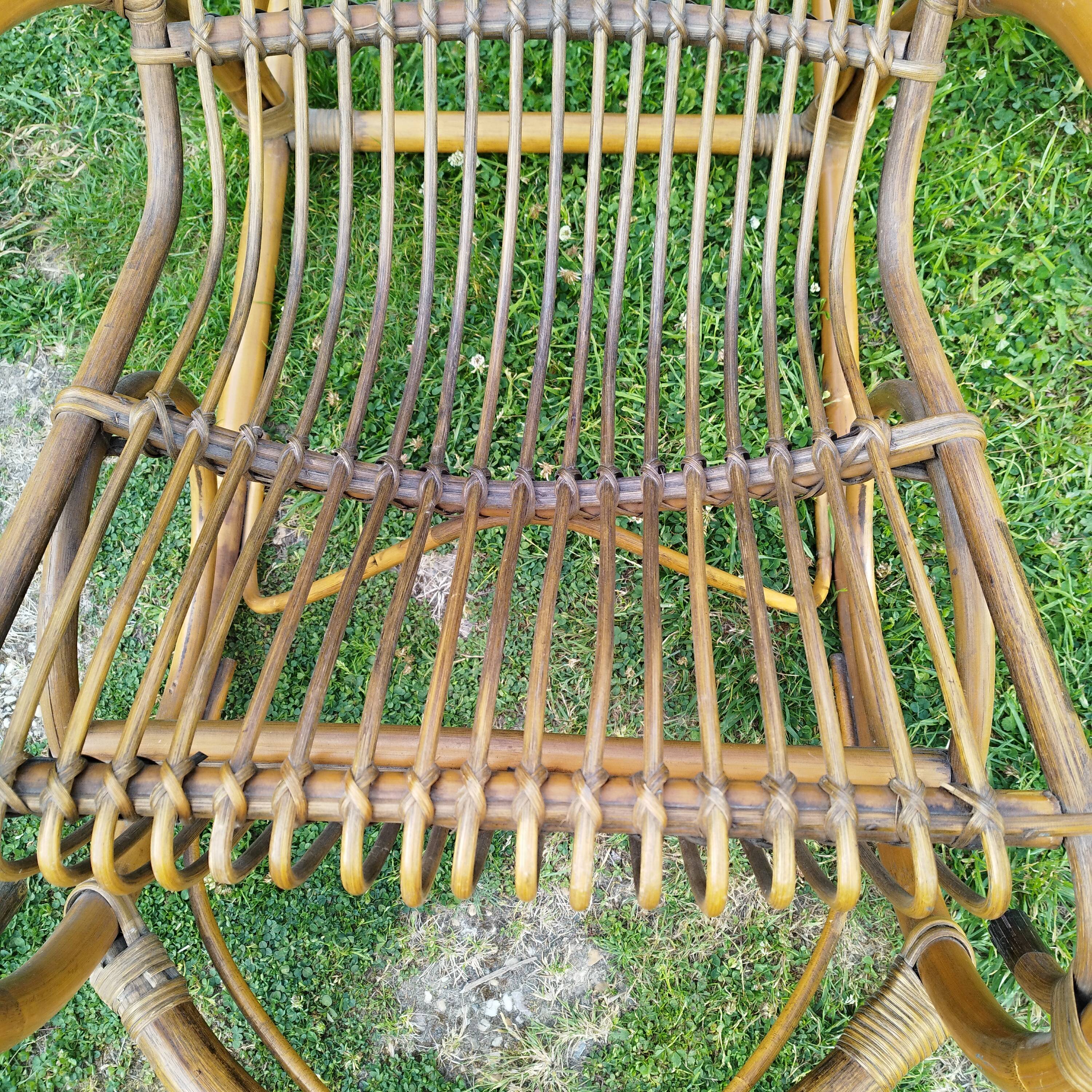 Rocking-chair vintage rotin