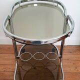 Chrome serving trolley with 70s design