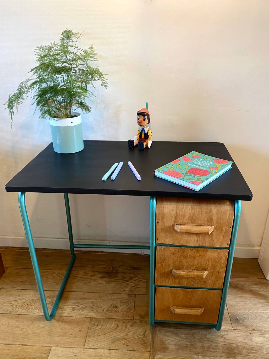 Small wooden children's desk from the 1950s