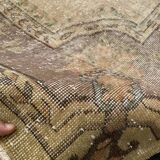 Tapis Oushak beige décor rustique, 7x10, surteint sable, pour salon, MOON.144