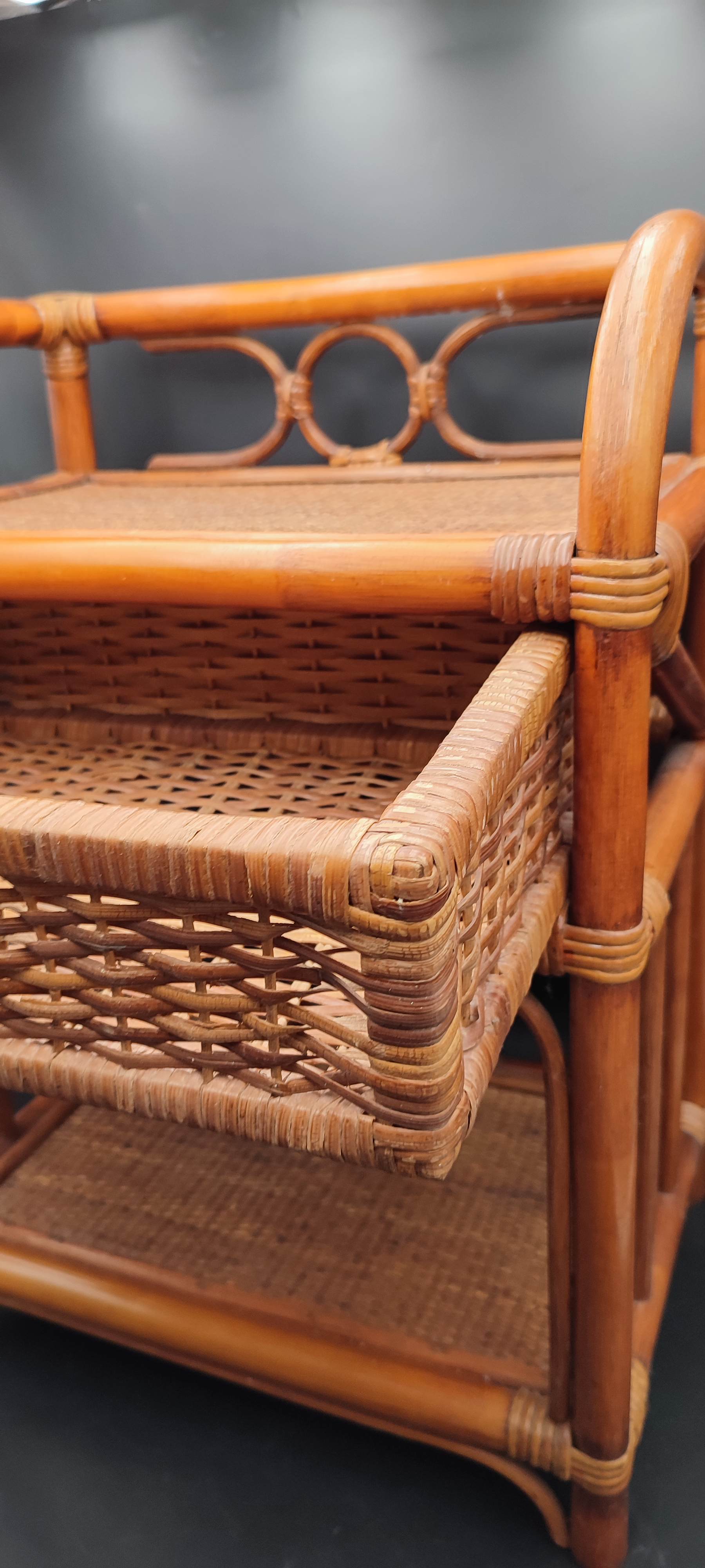 Vintage rattan bedside