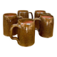 Set of 5 brown stoneware mugs