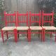 Set de chaises de campagne vintage en bois laqué rouge
