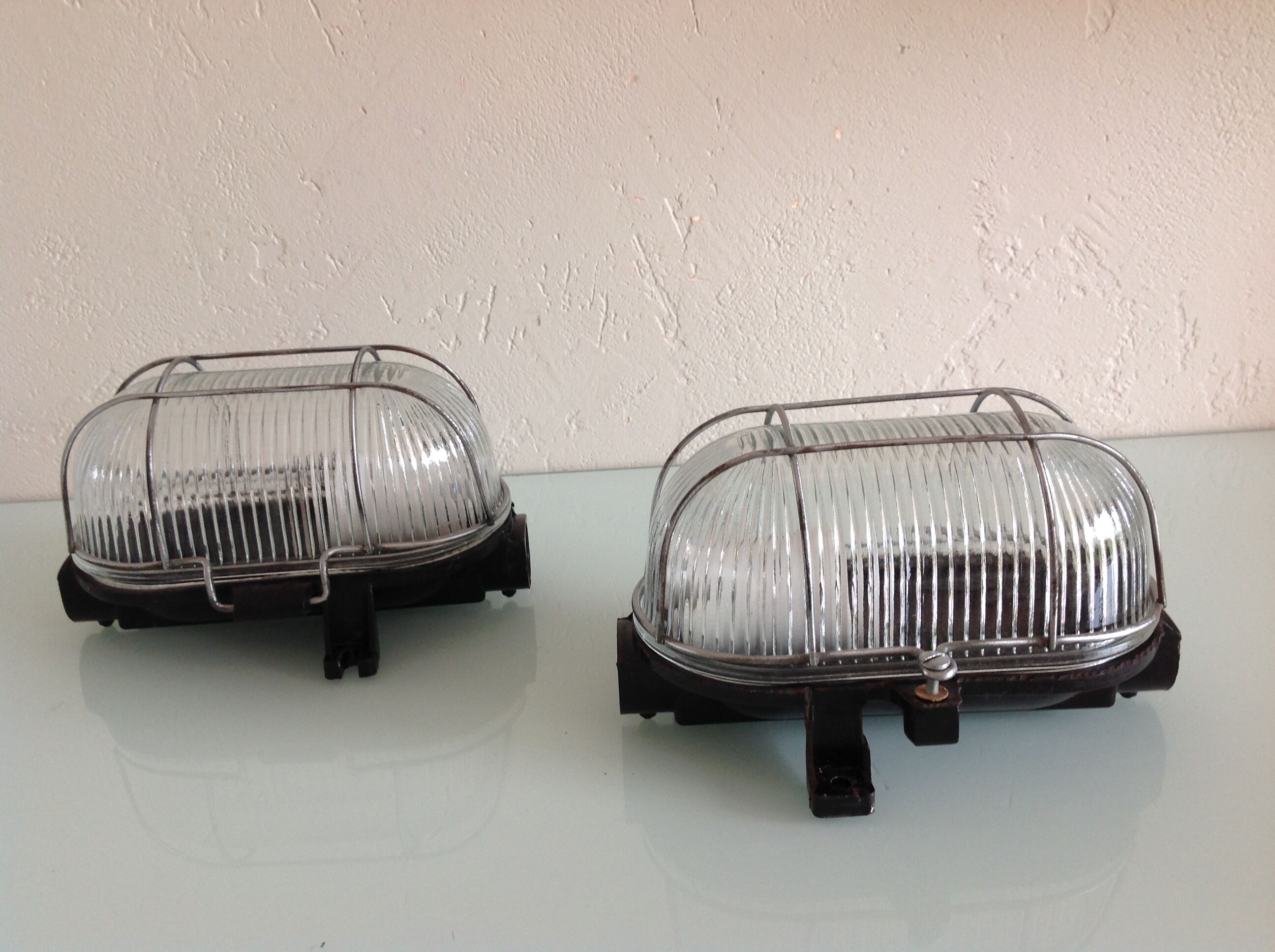 Pair of portholes industrial sconces 60/70