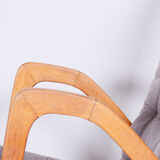 Grey mid century oak armchair by Jan Vanek 1950s Czechia