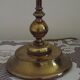 French Vintage Brass Goose Neck Table Lamp Patterned Glass Shade 5353