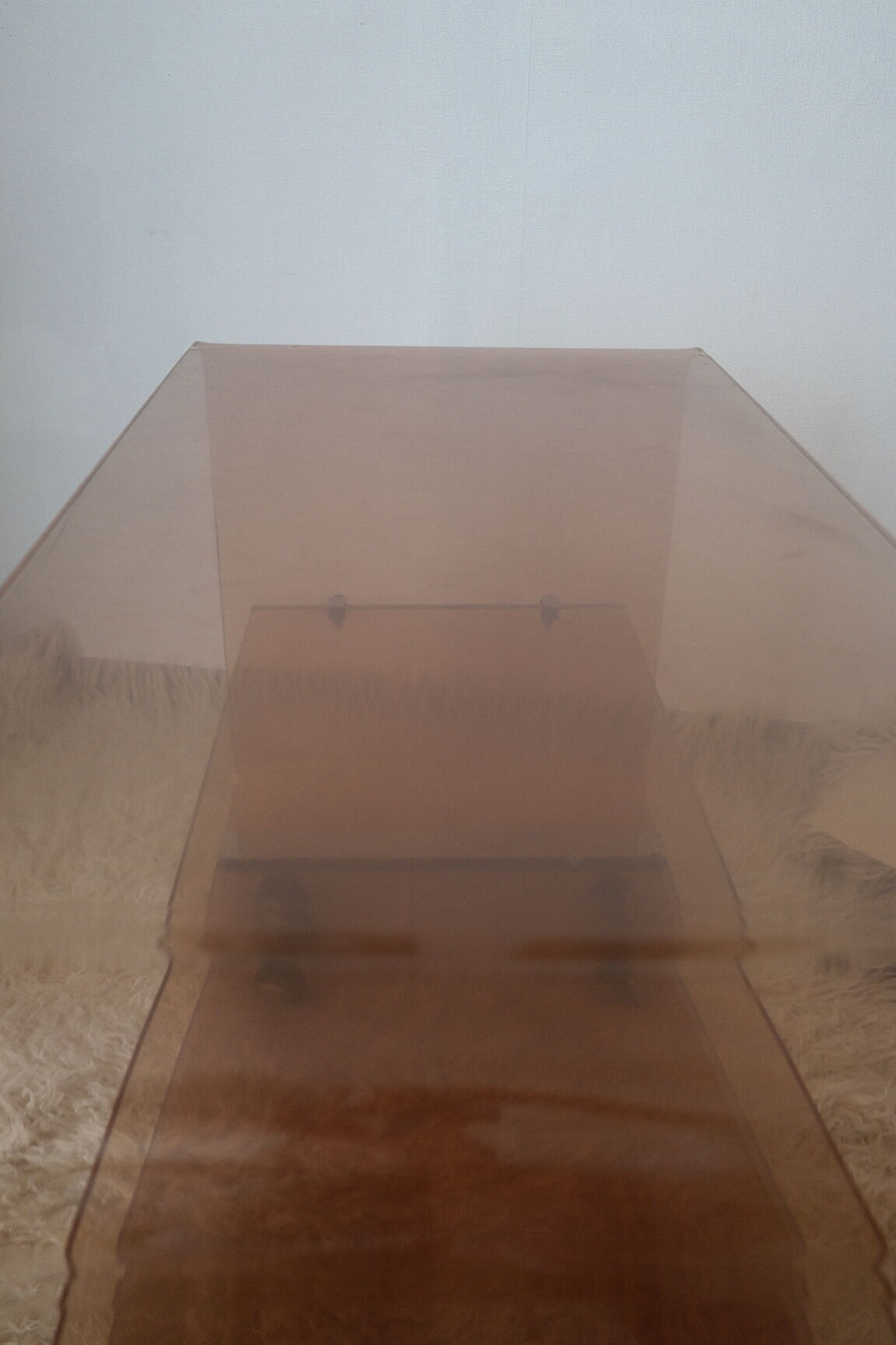 Vintage plexiglas coffee table by Michel Dumas
