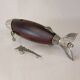 Italian Tre Spade Fish Shaped Rose Wood & Silverplate Pepper Mill or Grinde