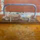Antique molded glass ashtray + wooden stand & vintage chrome handle