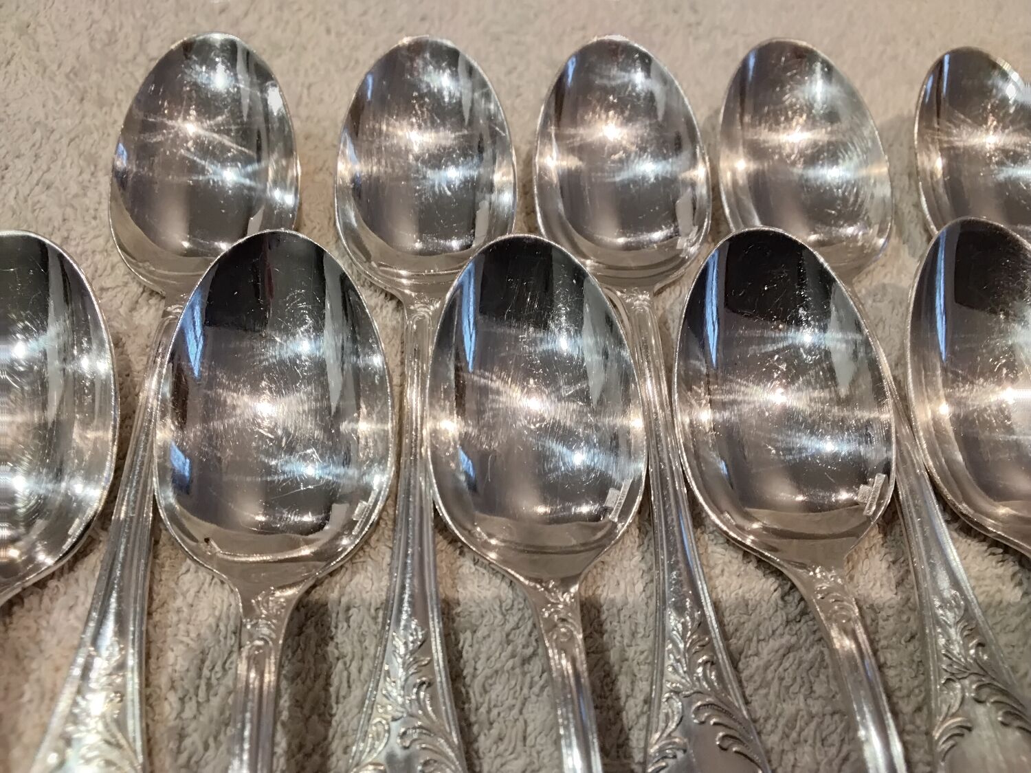 12 silver-plated metal teaspoons by Christofle Marly, 13.6cm