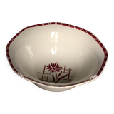 Large Sylvia Digoin Sarreguemines red flower Art Deco salad bowl