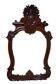 Miroir mural baroque ancien en acajou sculpté