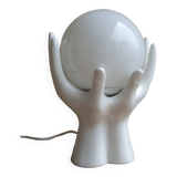 White ceramic and glass hand lamp