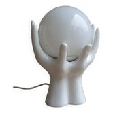 White ceramic and glass hand lamp