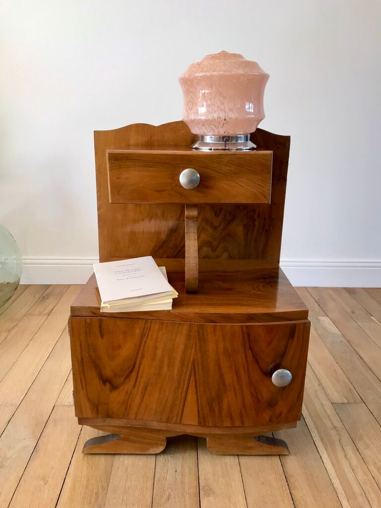 Art Deco veneer bedside table 30s