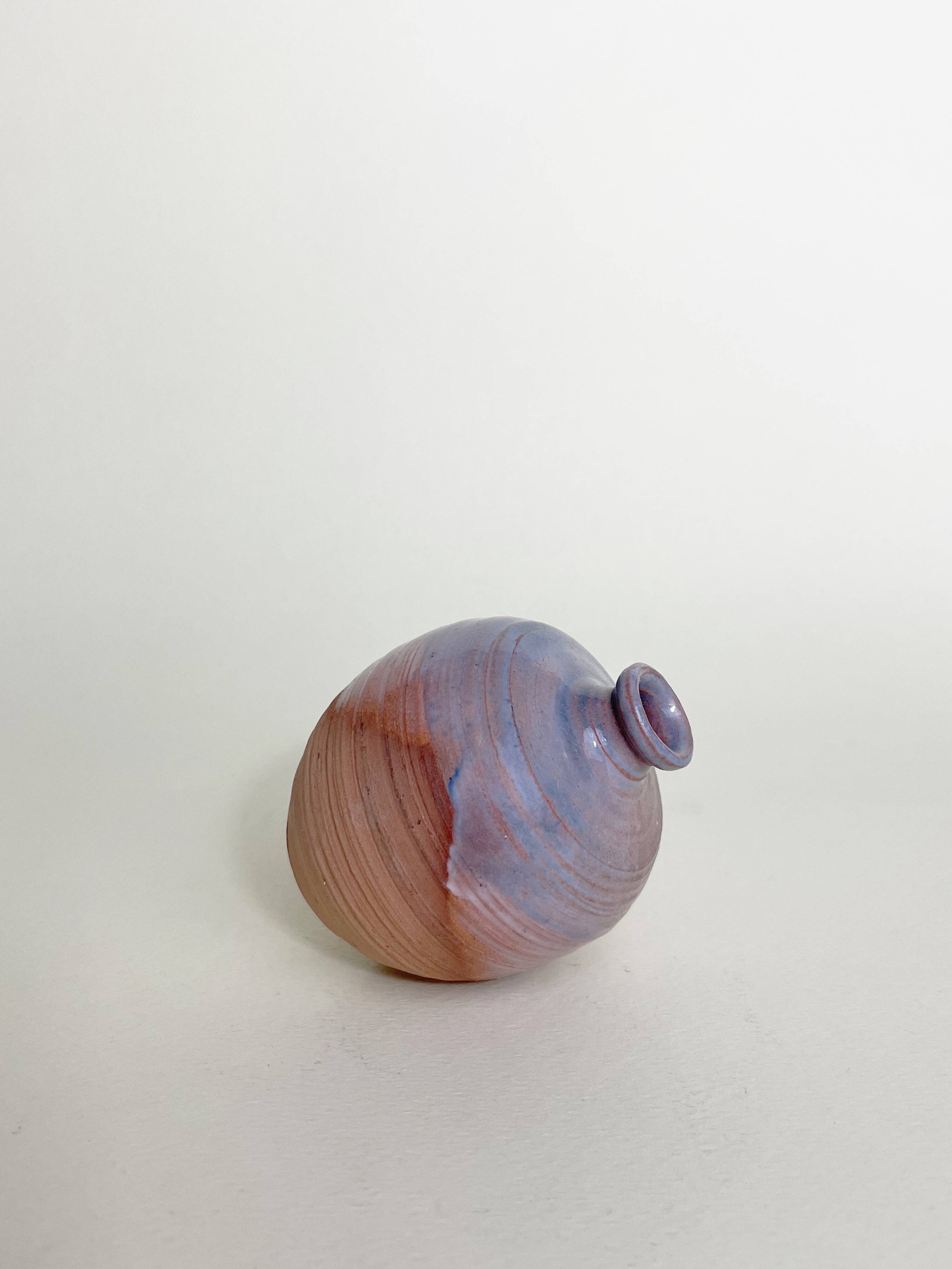 Mini Soliflore in Blue and Pink Enameled Stoneware