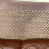 Vintage danish mid century dark cognac leather 2 seater stouby sofa