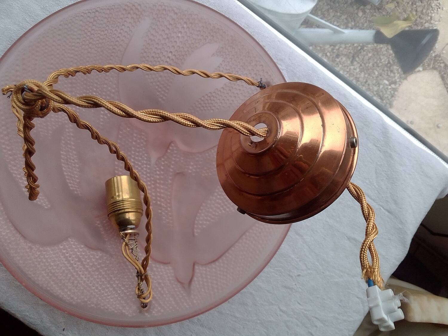 Pendant light rose gold glass paste birds