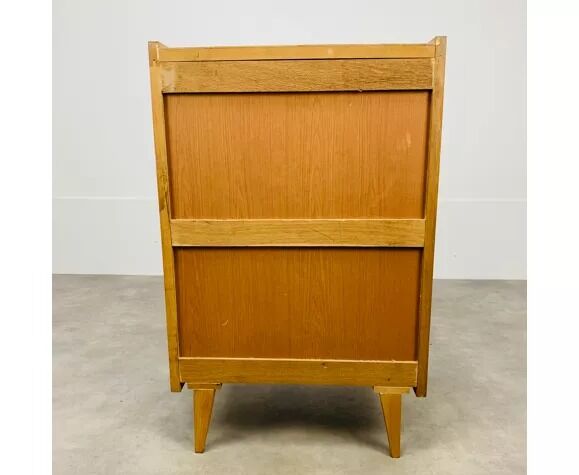Chest of drawers chiffonnier feet compass 50s blond wood