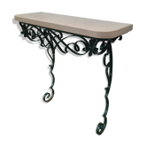 Console en fer forgé et marbre année 60