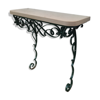 Console en fer forgé et marbre année 60