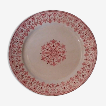 Assiette en faïence badonviller modèle oriental rose