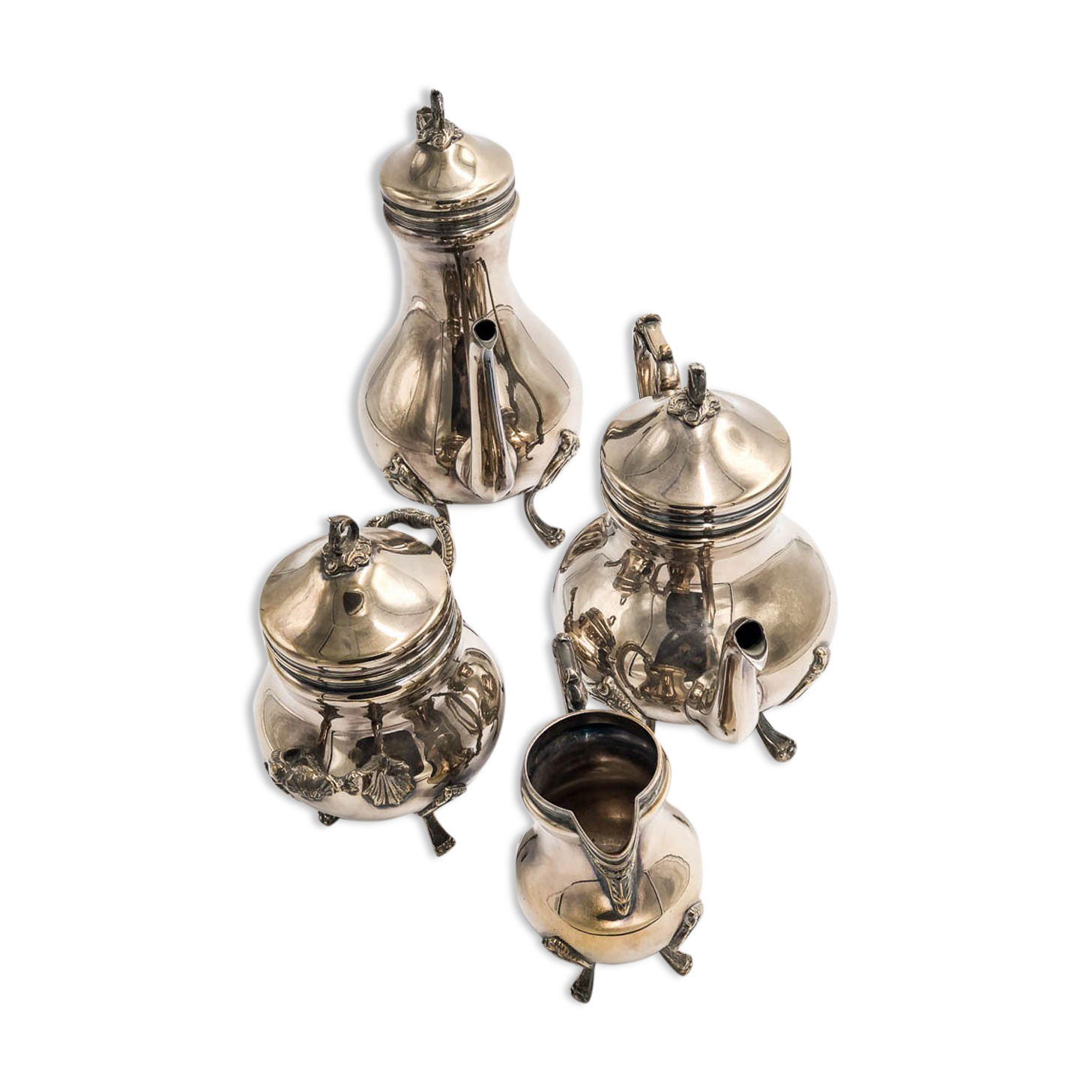 Service 4 Pieces In Silver Metal, Louis XV Style