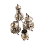 Service 4 pièces en métal argenté, style louis XV