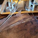 Romanart champagne flutes, mouth-blown, engraved grapes