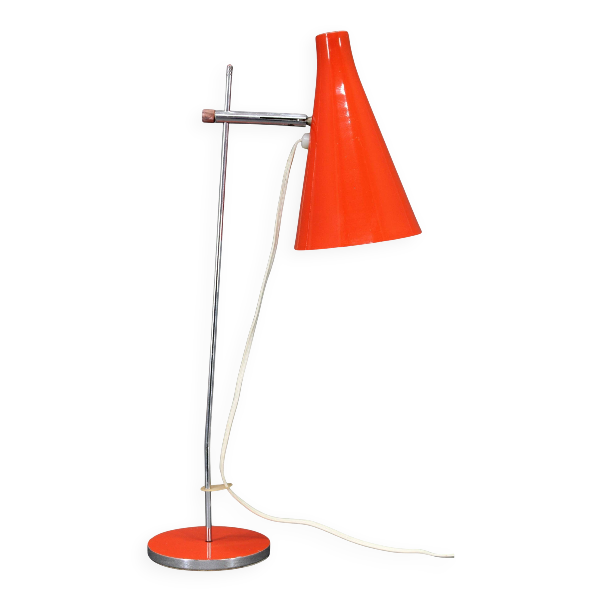 Lampe de table en chrome rouge Josef Hurka, Tchécoslovaquie années 1970