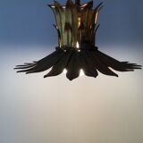 Ceiling lamp flower leaf golden metal year 70